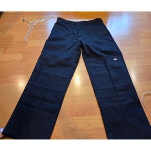 Dickies Loose Fit Black Work Pants Mens Size 34x30 Double Knee